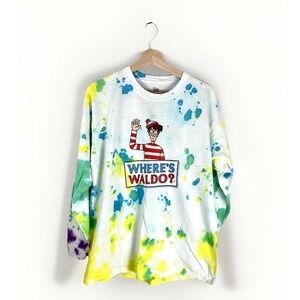 Where's Waldo Tie-Dye Long sleeve Unisex Tshirt Size L‎ Cotton